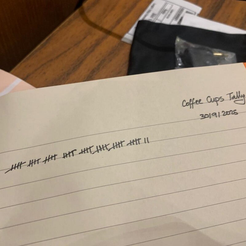 My coffee cups tally